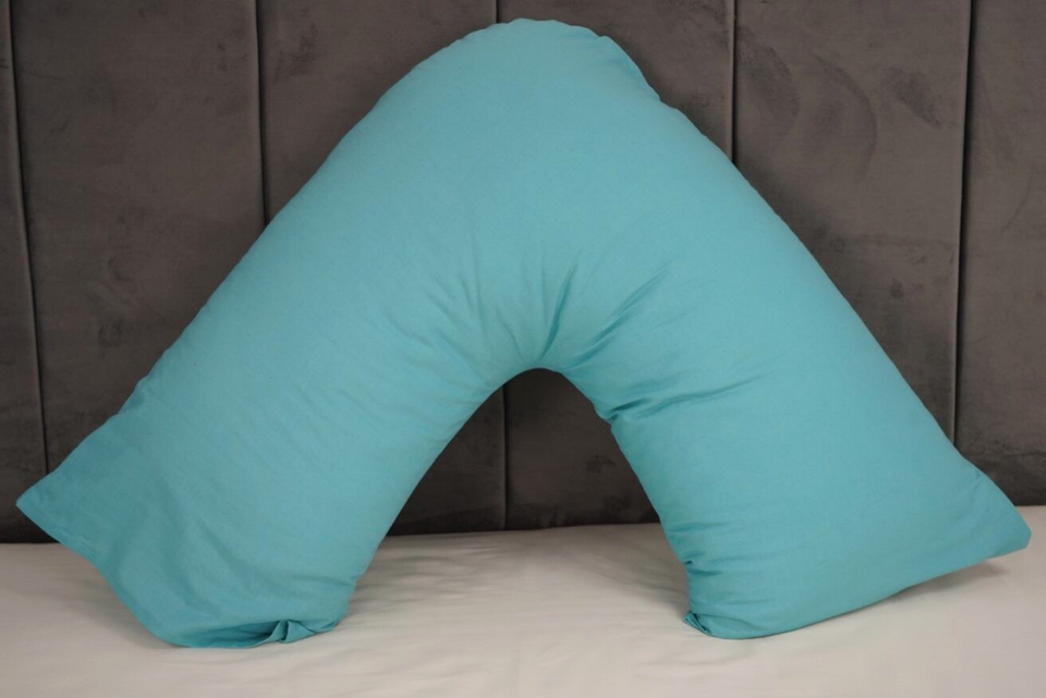 Polycotton V Shaped Pillowcase Head Back Neck Support V Case Cover 74x34cm