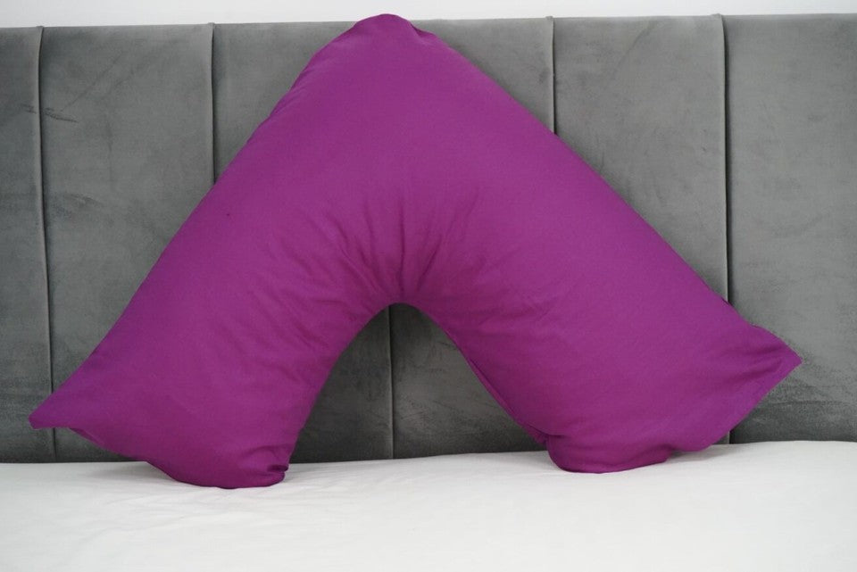 Polycotton V Shaped Pillowcase Head Back Neck Support V Case Cover 74x34cm