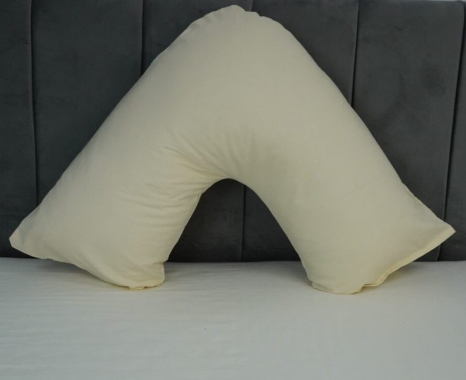 Polycotton V Shaped Pillowcase Head Back Neck Support V Case Cover 74x34cm