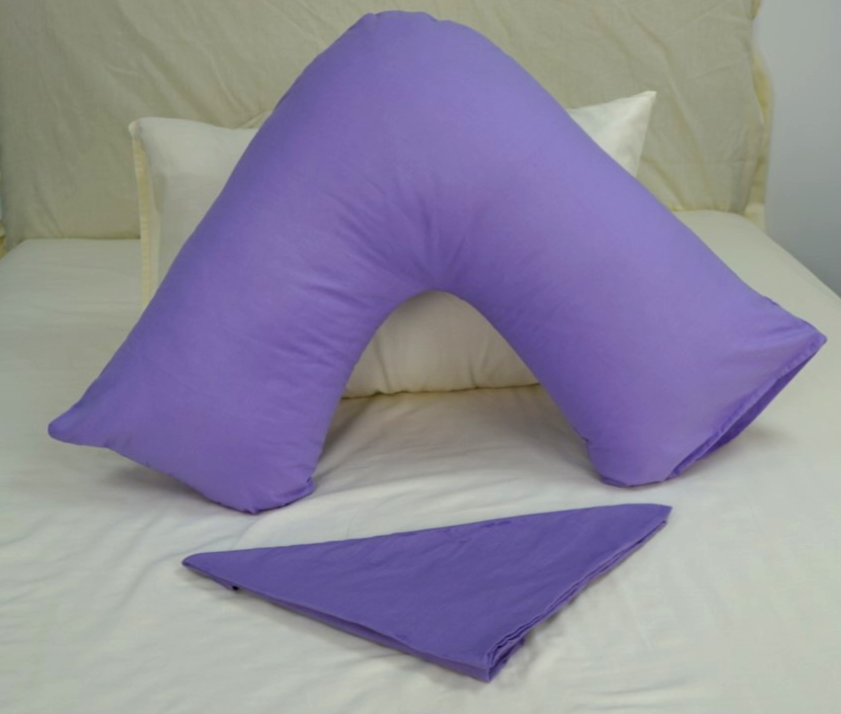 Hollowfiber V Shaped Pillow with Polycotton Pillow Case for Head Neck Support