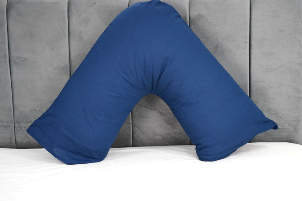 Polycotton V Shaped Pillowcase Head Back Neck Support V Case Cover 74x34cm