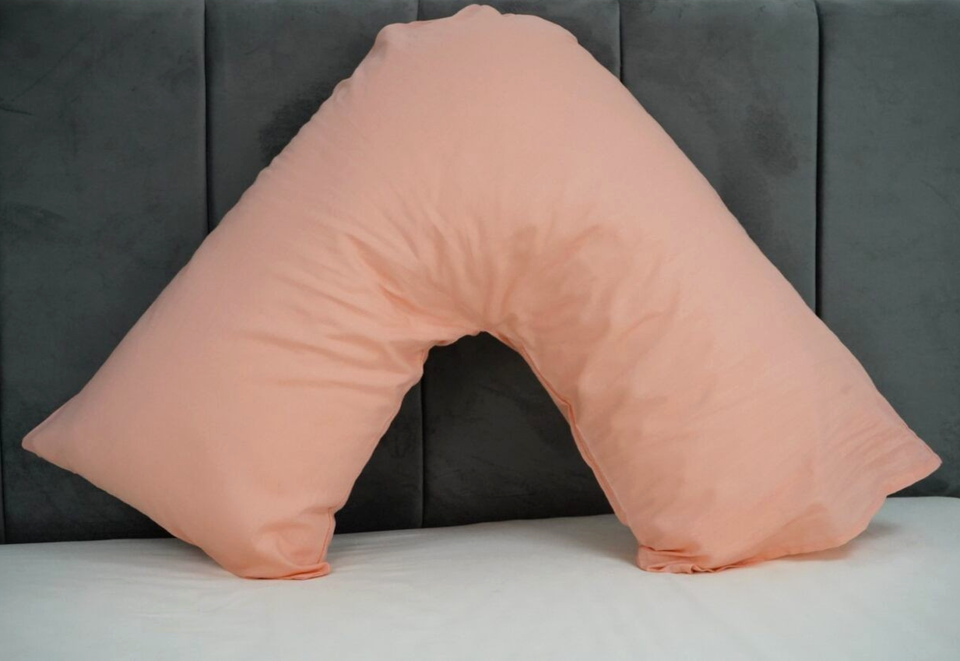 Polycotton V Shaped Pillowcase Head Back Neck Support V Case Cover 74x34cm