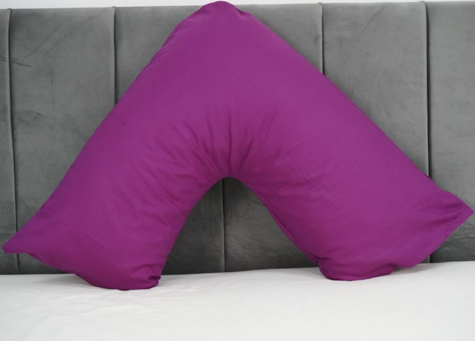 Polycotton V Shaped Pillowcase Head Back Neck Support V Case Cover 74x34cm