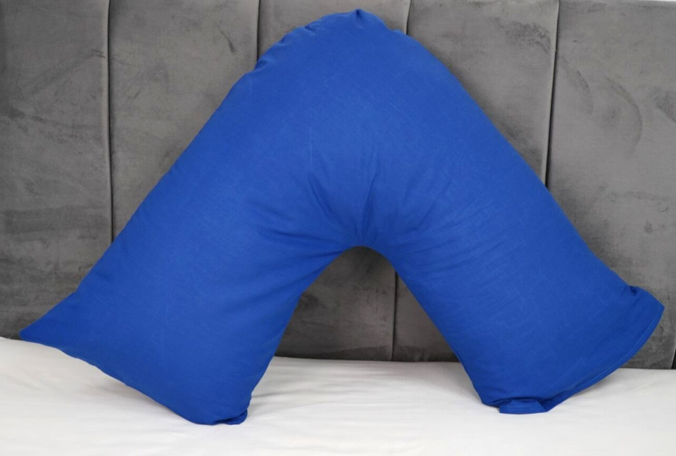 Polycotton V Shaped Pillowcase Head Back Neck Support V Case Cover 74x34cm