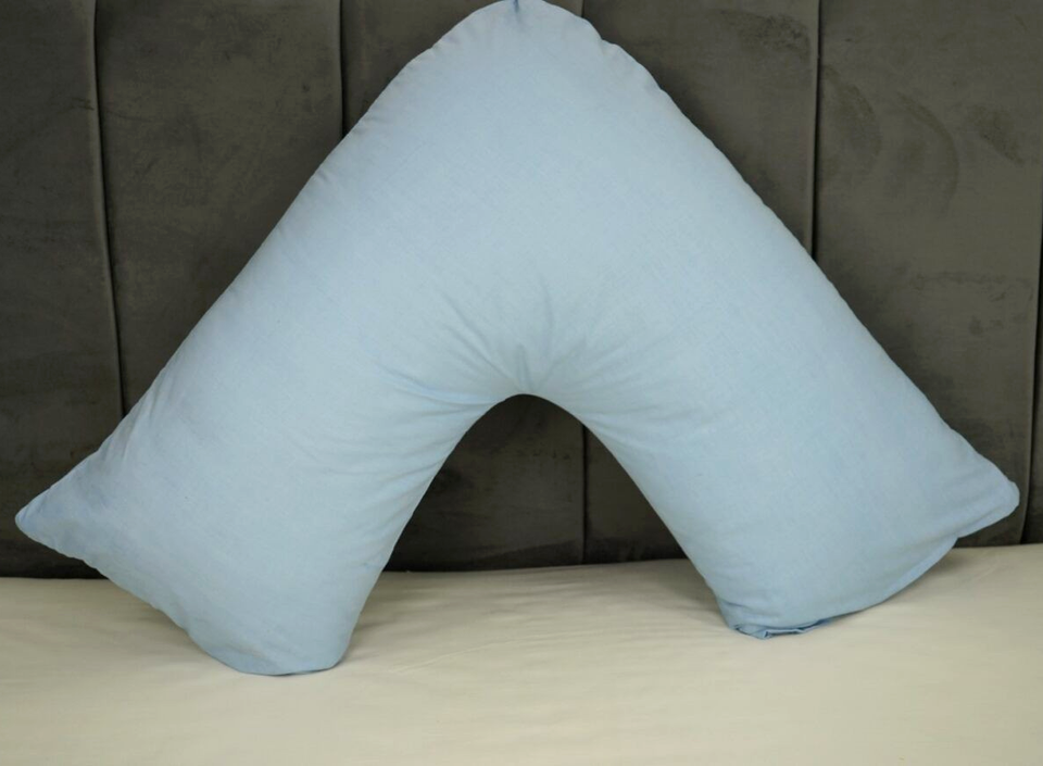Polycotton V Shaped Pillowcase Head Back Neck Support V Case Cover 74x34cm