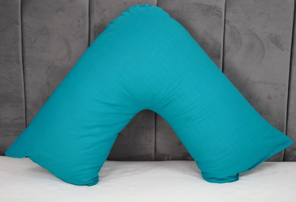 Polycotton V Shaped Pillowcase Head Back Neck Support V Case Cover 74x34cm