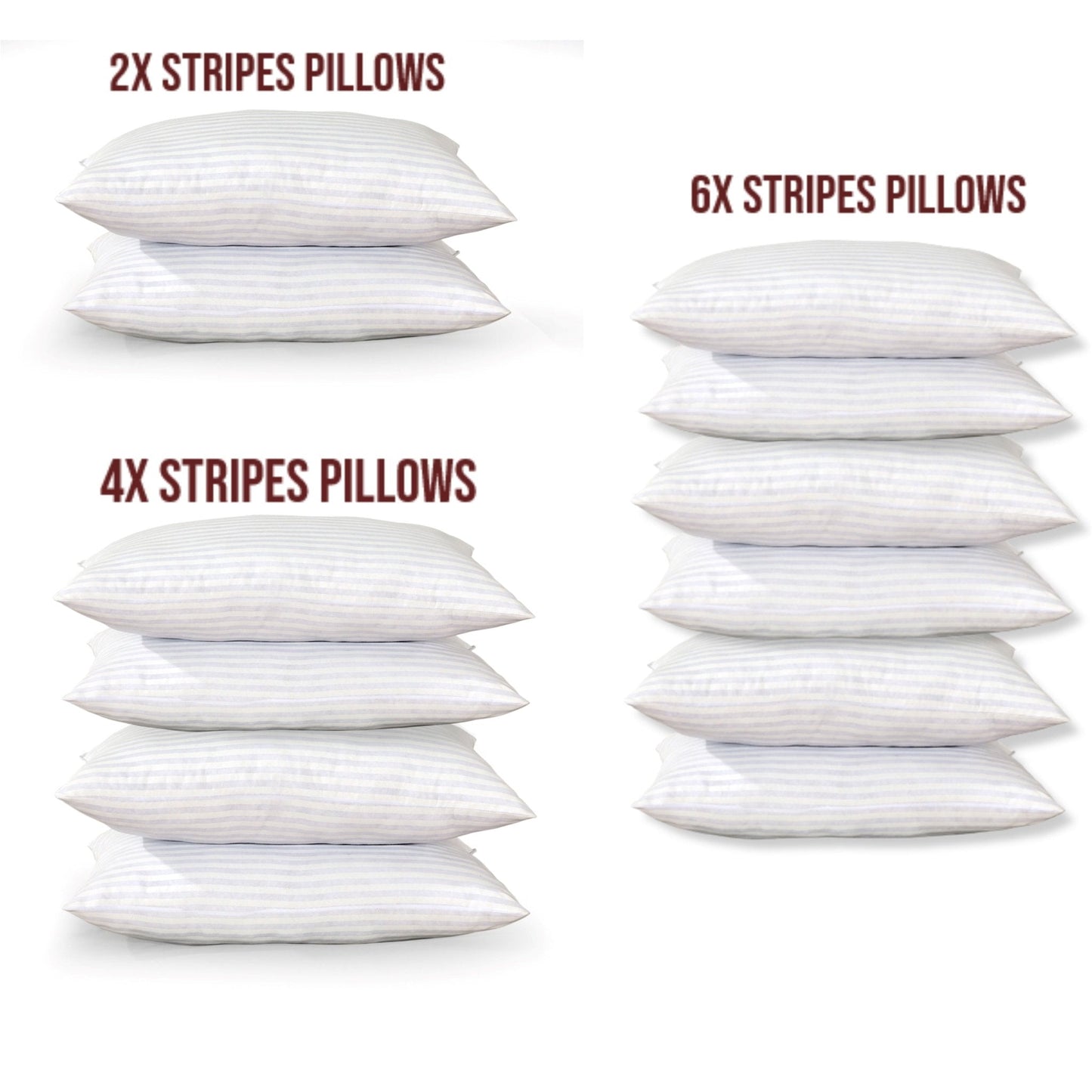 ARLINENS Hollow fiber Stripes Pillows Hotel Quality Bounce Back Pillows Pack of 2,4,6,8 - Arlinens