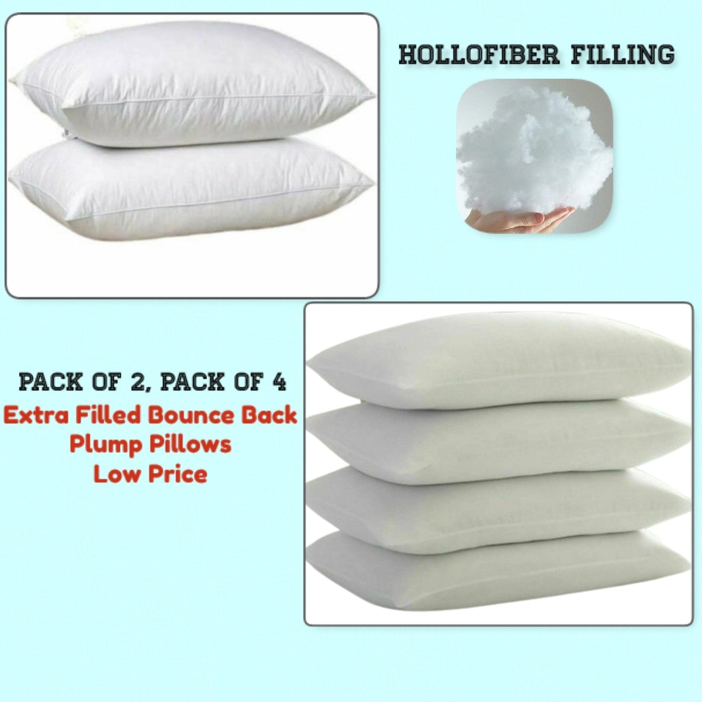 ARLINENS Hollow Fibre Pillows Hotel Quailty Plump Extra Filled Bounce Back Pillows - Arlinens