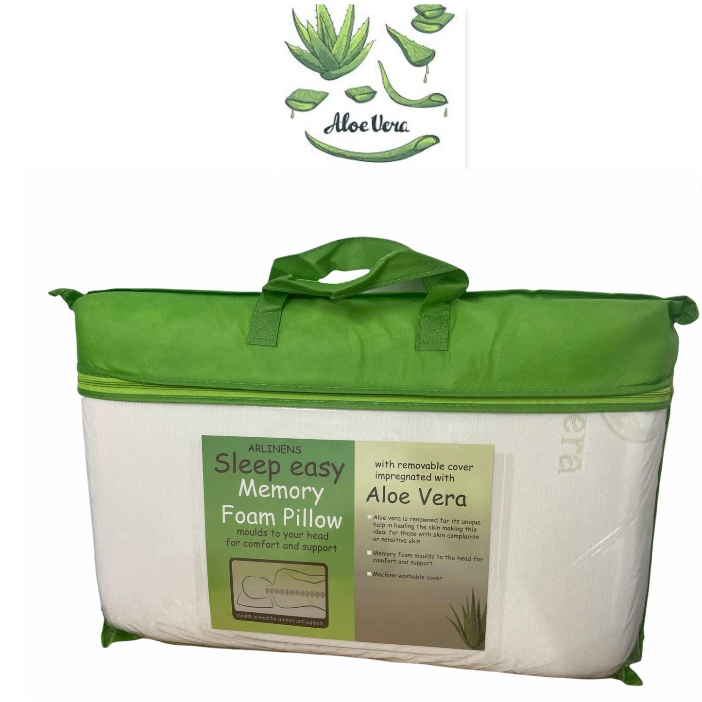 ARLINENS Natural Aloe Vera Memory Foam Pillows Extra Fill Memory Foam For Neck & Body Support (PACK OF 1,2,4) - Arlinens