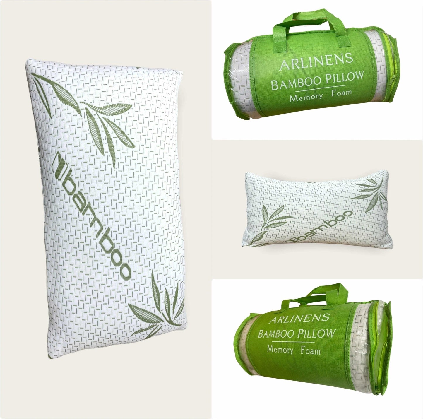 Bamboo Pillow Memory Foam Soft with Removable Cover - Arlinens