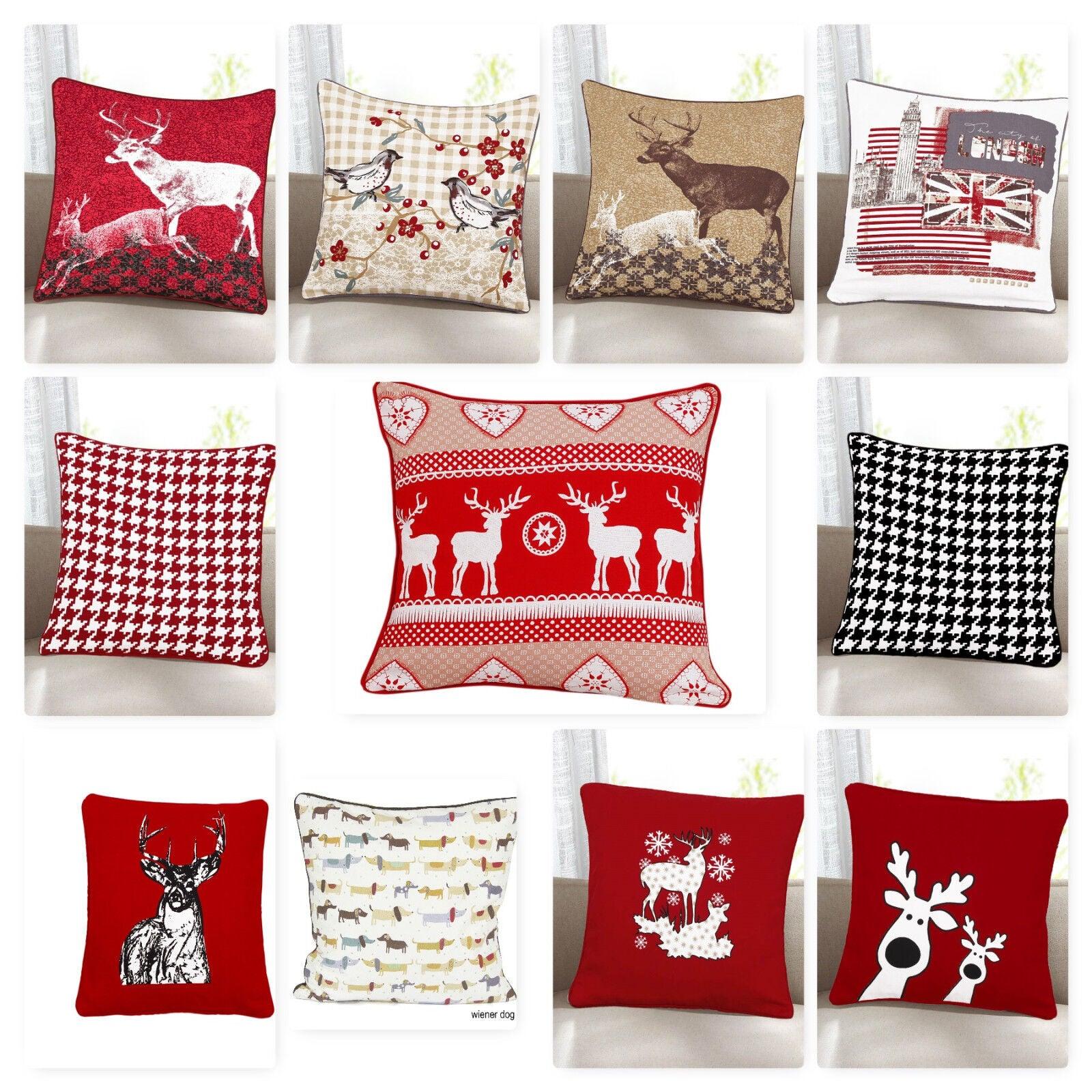2x Christmas Theme 100% Cotton cushion Covers, Festival Pillow