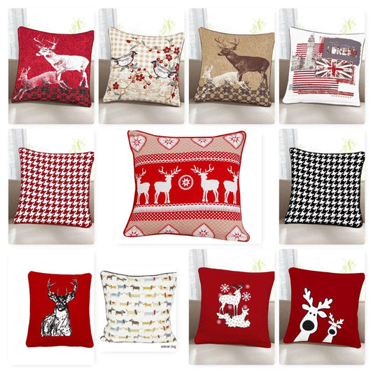 Christmas Theme 100% Cotton cushion Covers, Festival Pillow Case, 18x18" (45X45cm) - Arlinens