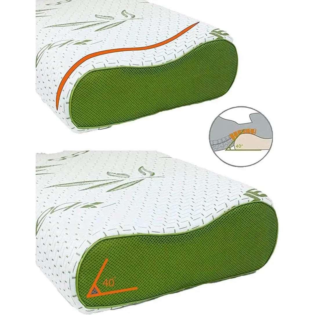 Contour Bamboo Pillow Memory Foam Orthopedic Head Neck Support Pillow - Arlinens