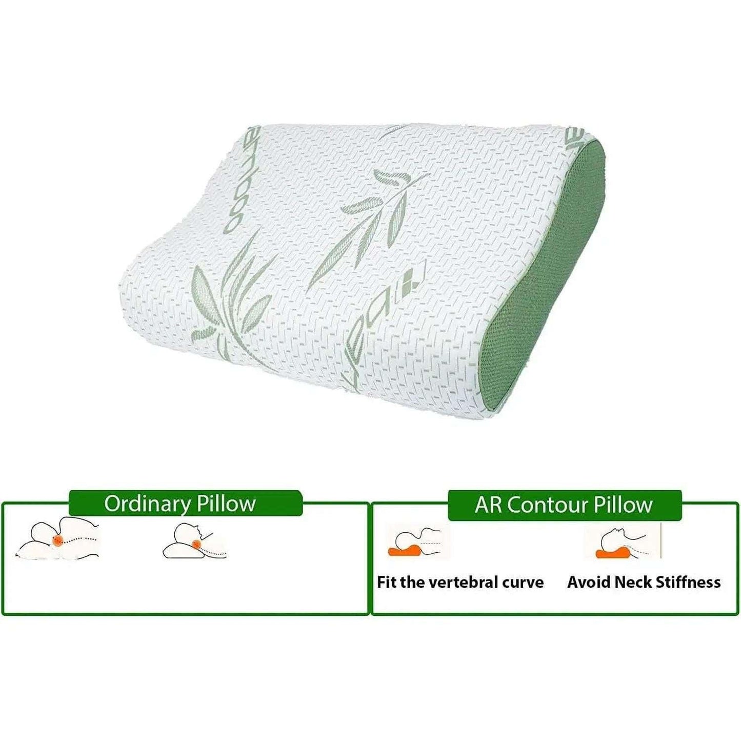 Contour Bamboo Pillow Memory Foam Orthopedic Head Neck Support Pillow - Arlinens