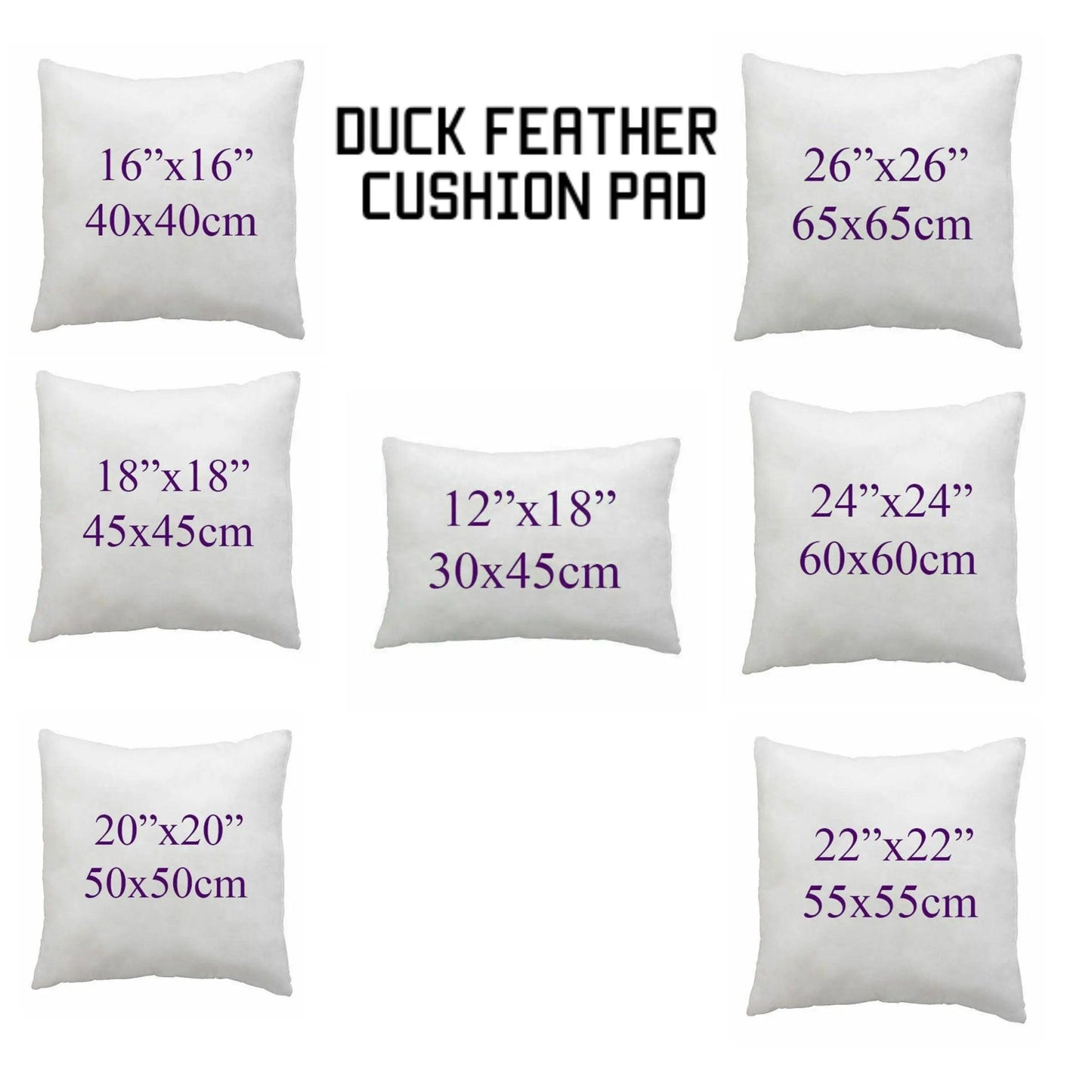 Duck Feather Cushion Pad Inner Insert Filler Scatter 100% Cotton Cover Extra Filled Plump Square Cushion - Arlinens
