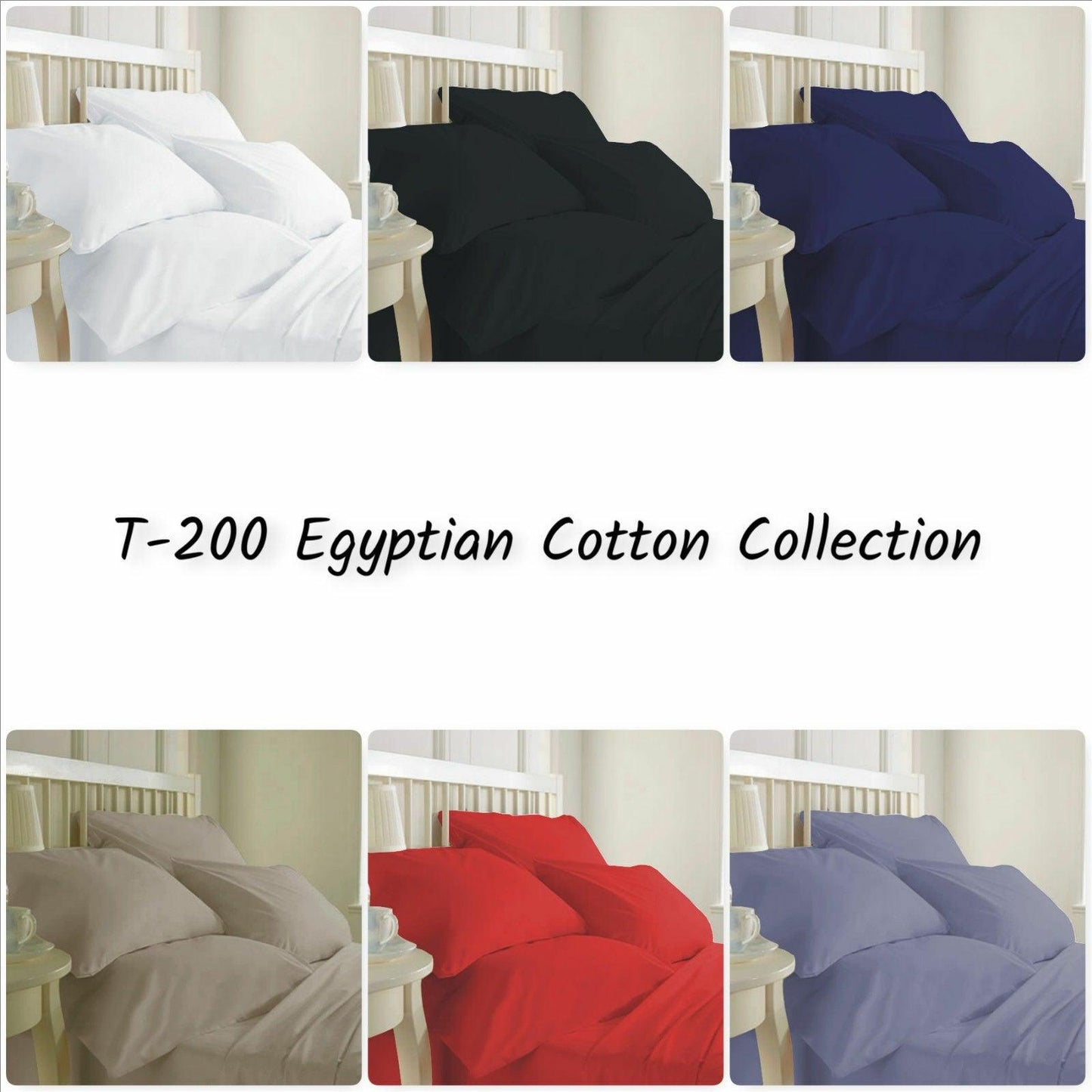 Extra Deep Fitted Sheet 16"/40CM 100% Egyptian Cotton 200TC all 5 sizes 6 colors - Arlinens