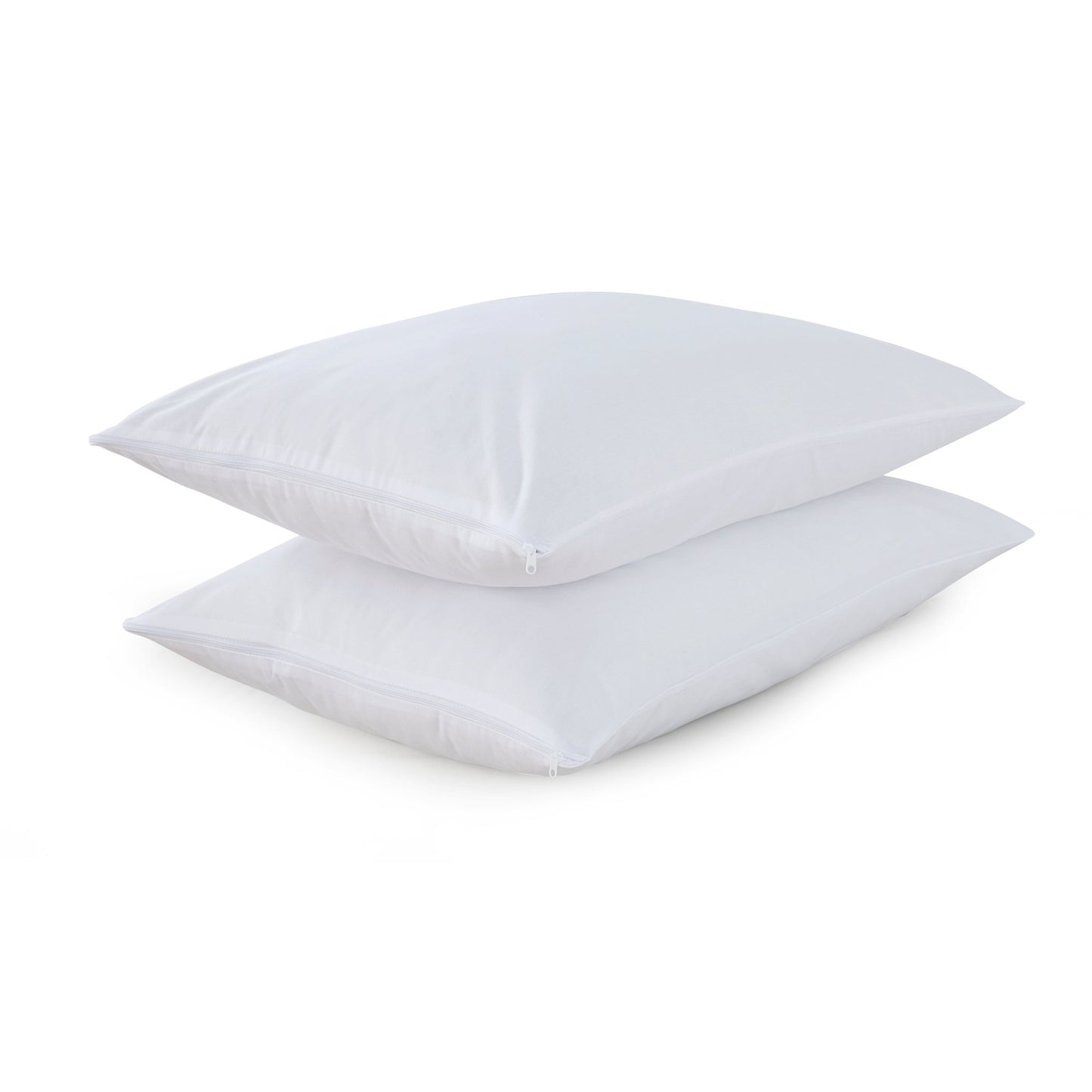 Pair of Pillow Protector Zipped Cotton Cover Washable Anti - Allergenic White Protector - Arlinens
