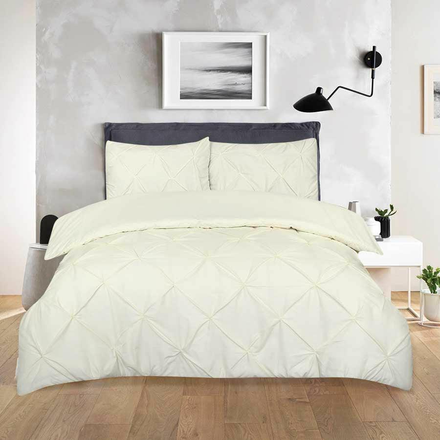 Pintuck Diamond Quilt Duvet Cover Bedding Set with Pillowcase All Sizes 6 Colors - Arlinens
