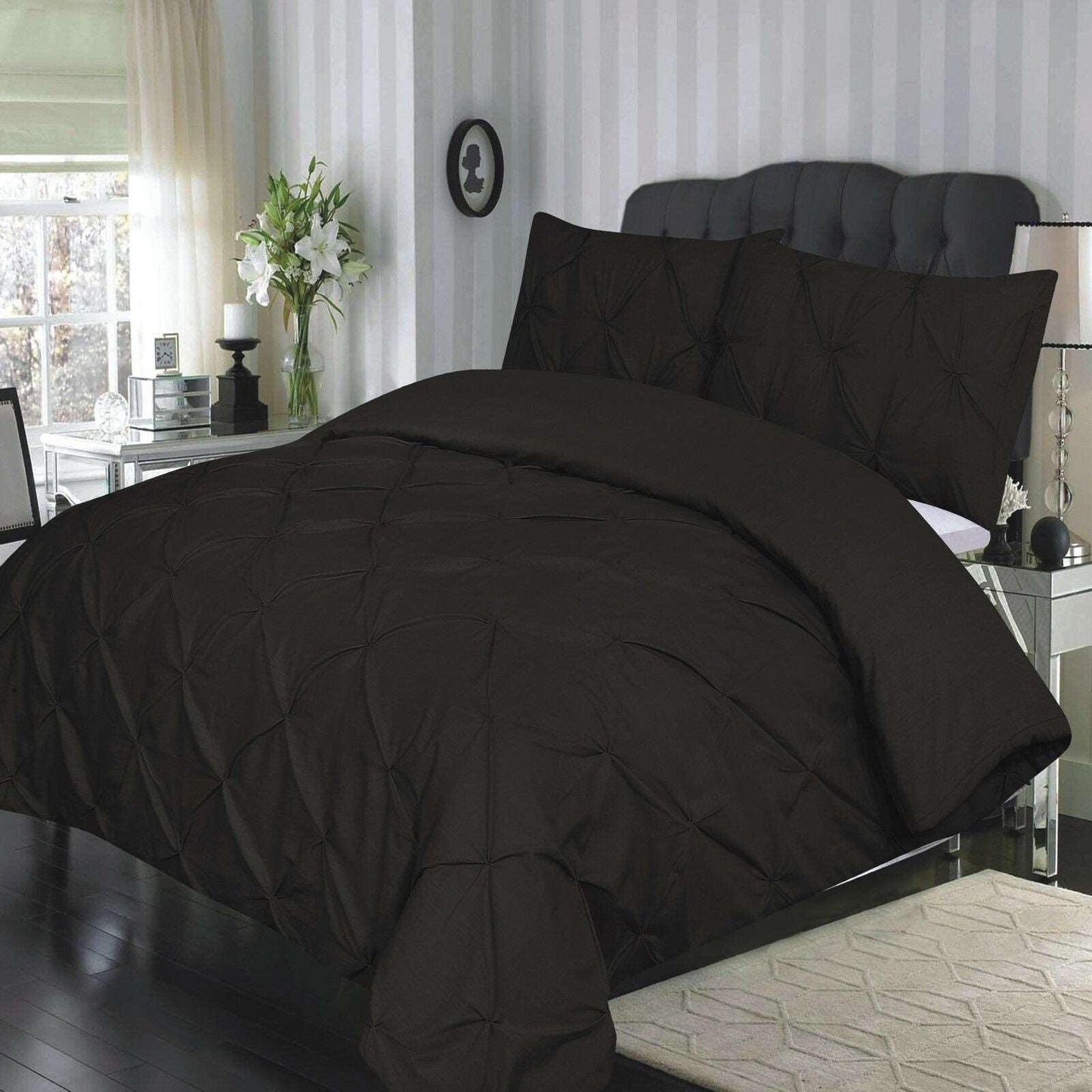 Pintuck Diamond Quilt Duvet Cover Bedding Set with Pillowcase All Sizes 6 Colors - Arlinens