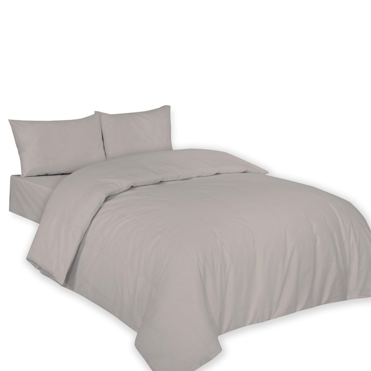 Polycotton Plain Dyed Duvet Cover with Matching Pillowcases Bedding Set All Size - Arlinens