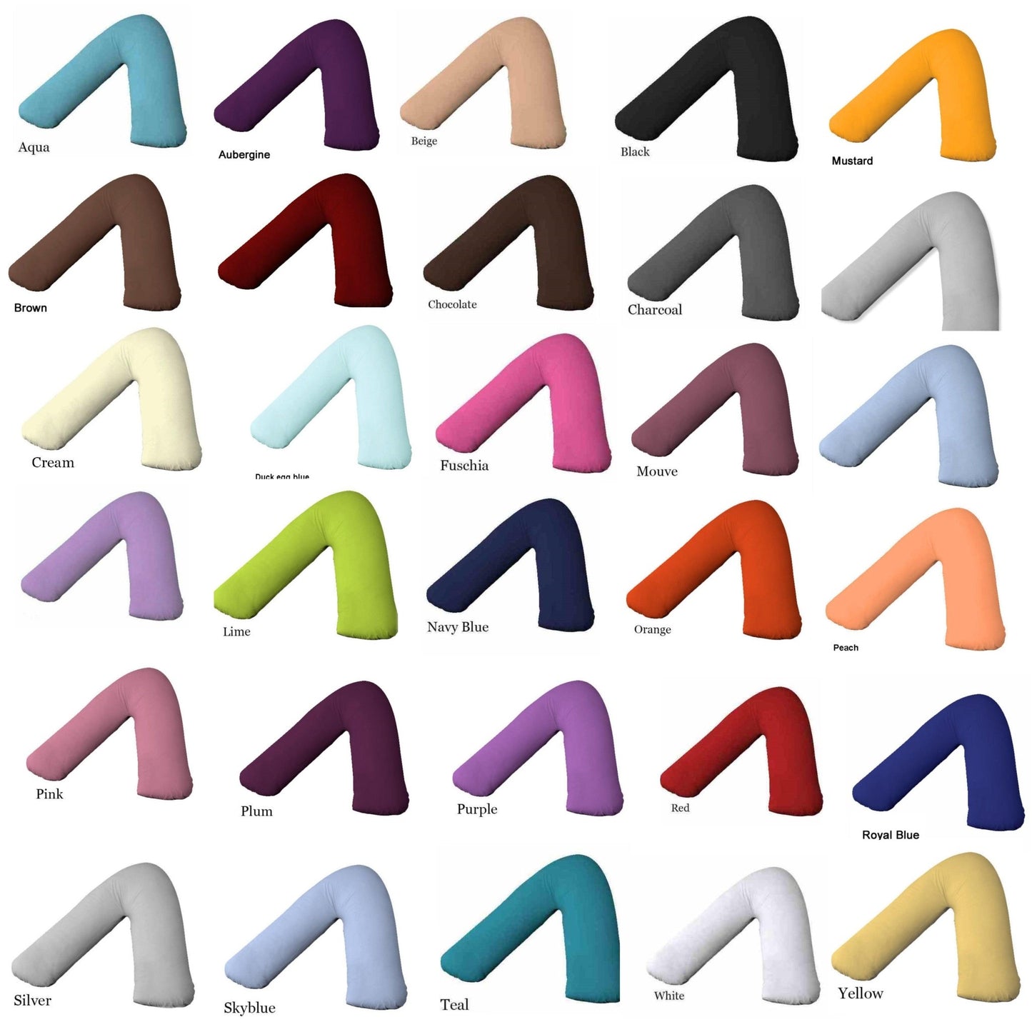 Polycotton V Shaped Pillowcase Head Back Neck Support V Case Cover 74x34cm - Arlinens