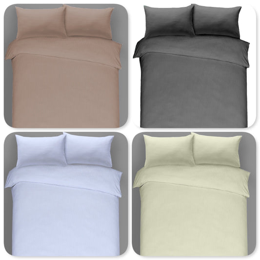 T300 Satin Stripe Pair of Pillowcases 100% Egyptian Cotton Bedroom Pillow Cover - Arlinens