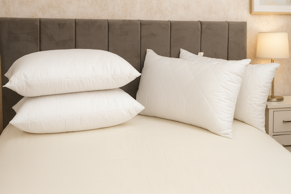 Pack of 2,4 Quilted Pillows Bounce Back Rectangular Shape Extra Fill Pillows 29"x19"