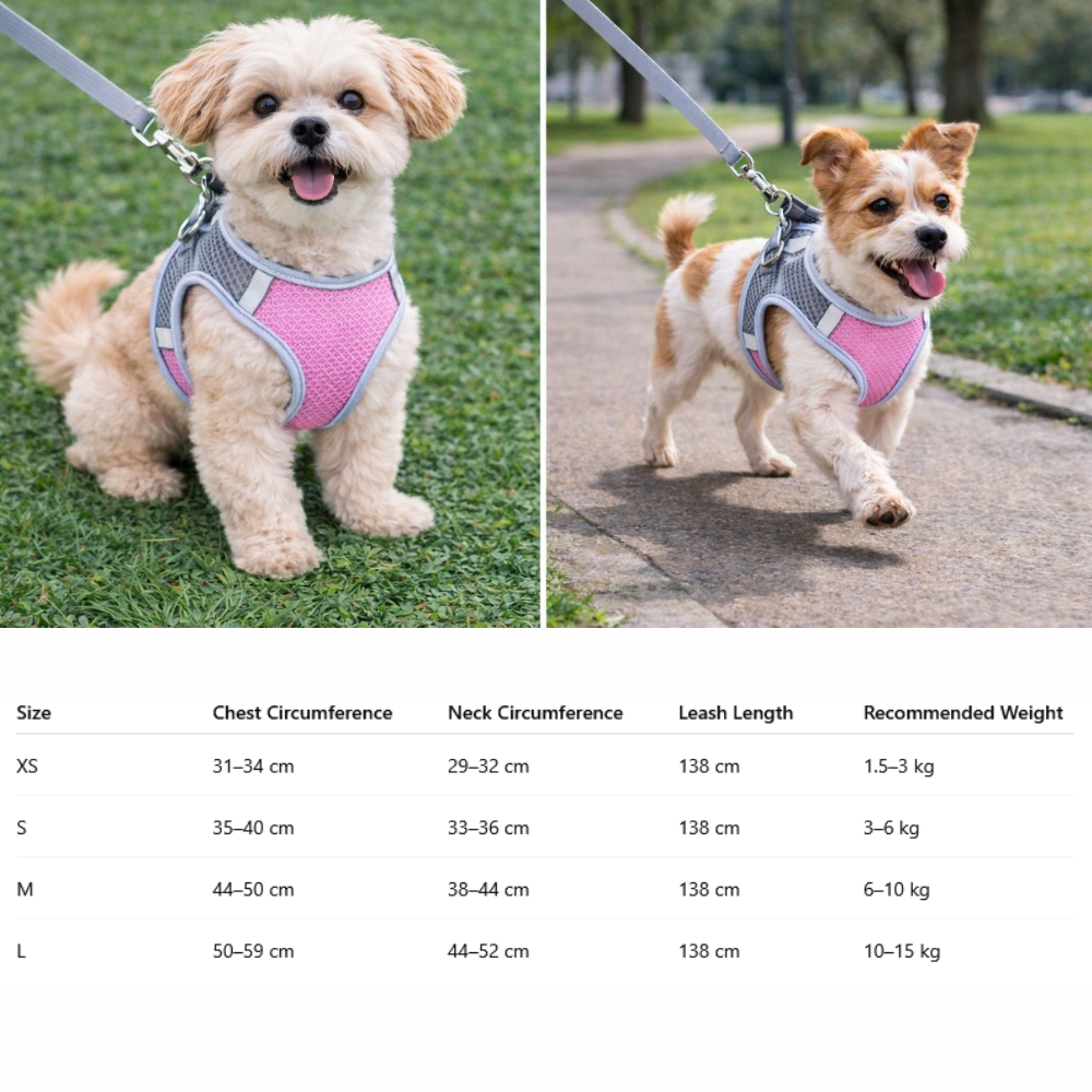 Dog Harness Lightweight No Pull Fully Adjustable Breathable Puppy Vest Belt Soft Padded Handle Available in XS, Small, Medium, Large Sizes