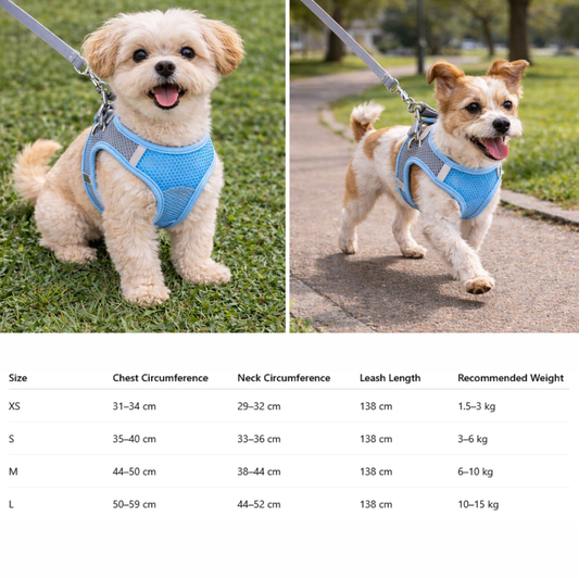 Dog Harness Lightweight No Pull Fully Adjustable Breathable Puppy Vest Belt Soft Padded Handle Available in XS, Small, Medium, Large Sizes
