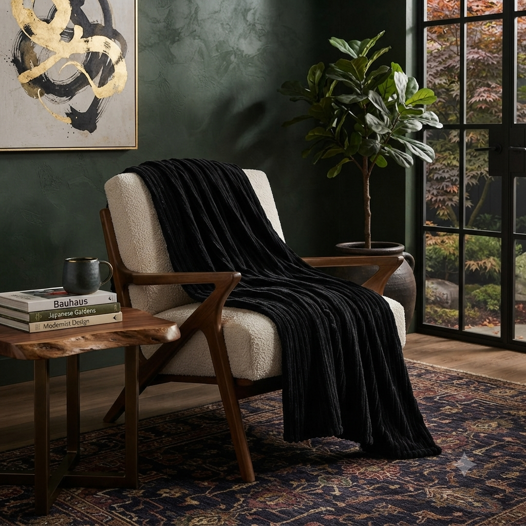 Fluffy Ribbed Fleece Blanket 350GSM Reversible Cosy Bed Throw Multiple Sizes