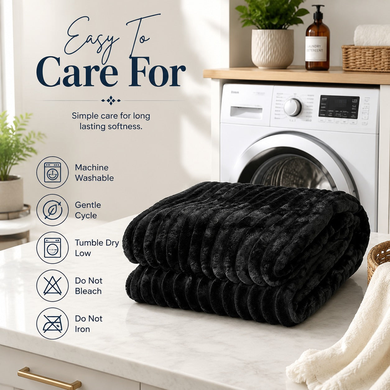 Fluffy Ribbed Fleece Blanket 350GSM Reversible Cosy Bed Throw Multiple Sizes