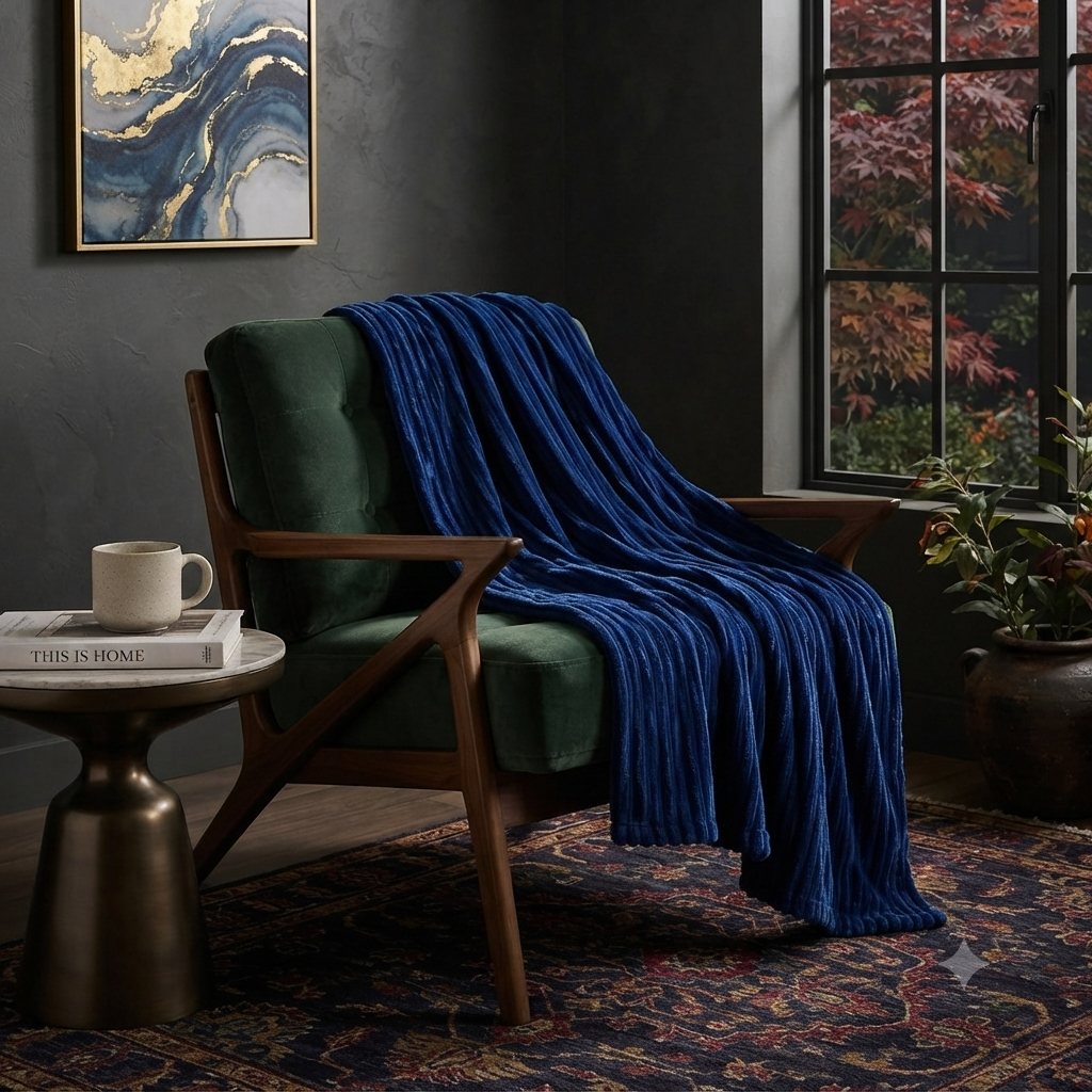 Fluffy Ribbed Fleece Blanket 350GSM Reversible Cosy Bed Throw Multiple Sizes