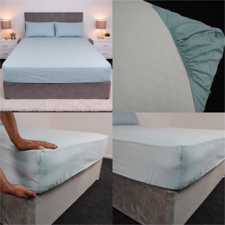 Plain Dyed Polycotton Fitted Sheets Single Double King Super King Pillowcases