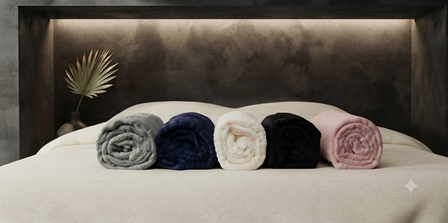 Fluffy Ribbed Fleece Blanket 350GSM Reversible Cosy Bed Throw Multiple Sizes