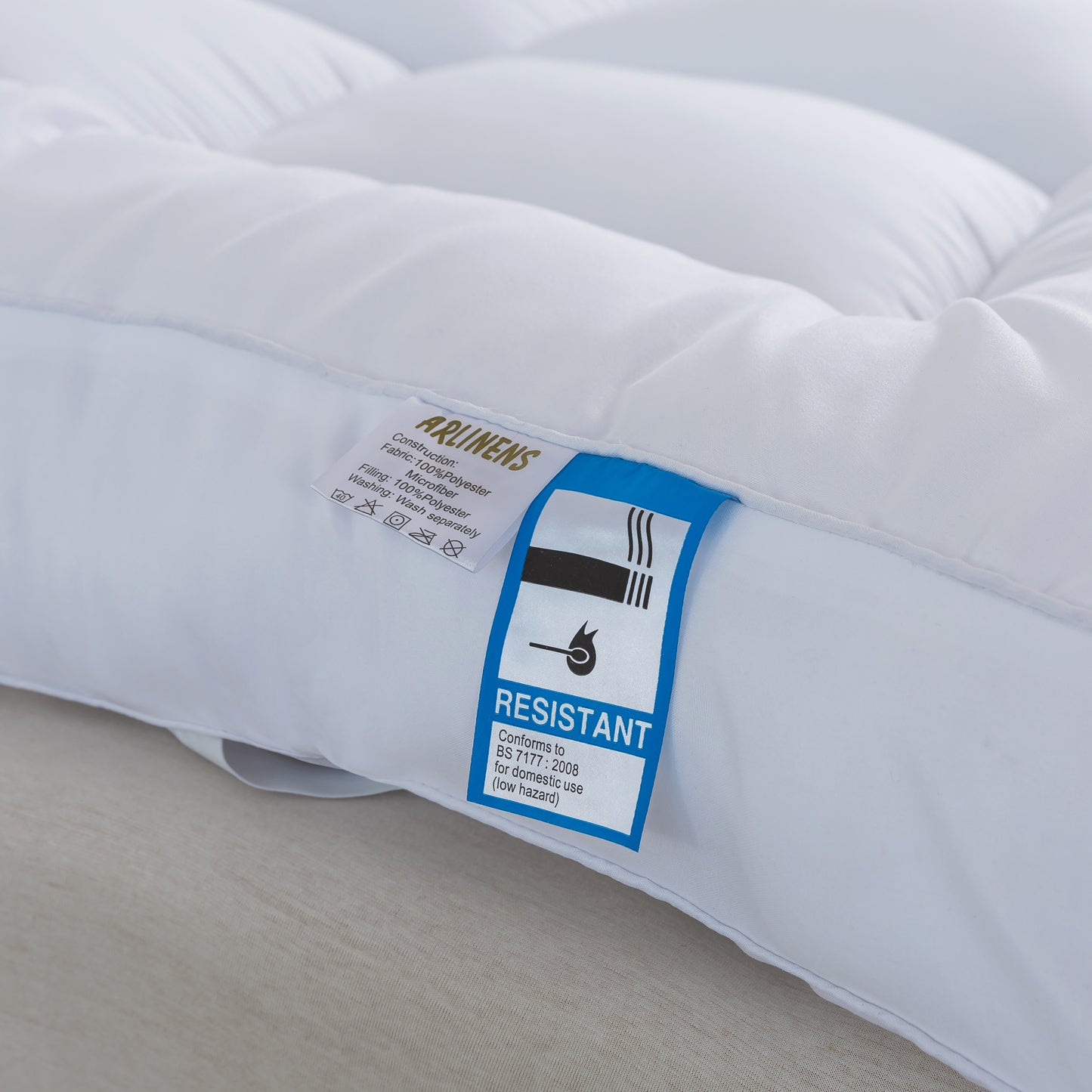 10cm/4'' Deep Microfiber Mattress Topper with Elastic Corner Straps – Available in All Sizes, Hypoallergenic Mattress Protector for Comfort & Support