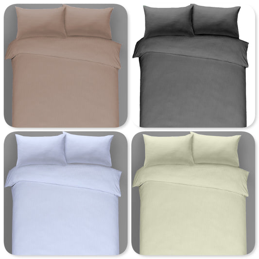 T300 Satin Stripe Pair of Pillowcases 100% Egyptian Cotton Bedroom Pillow Cover