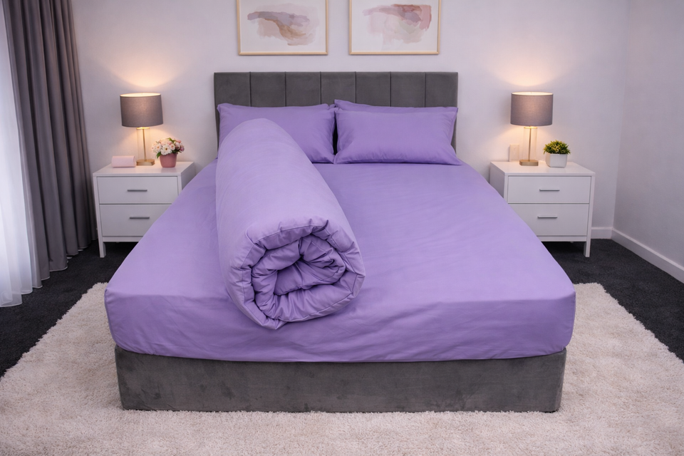 Polycotton Plain Dyed Duvet Cover with Matching Pillowcases Bedding Set All Size