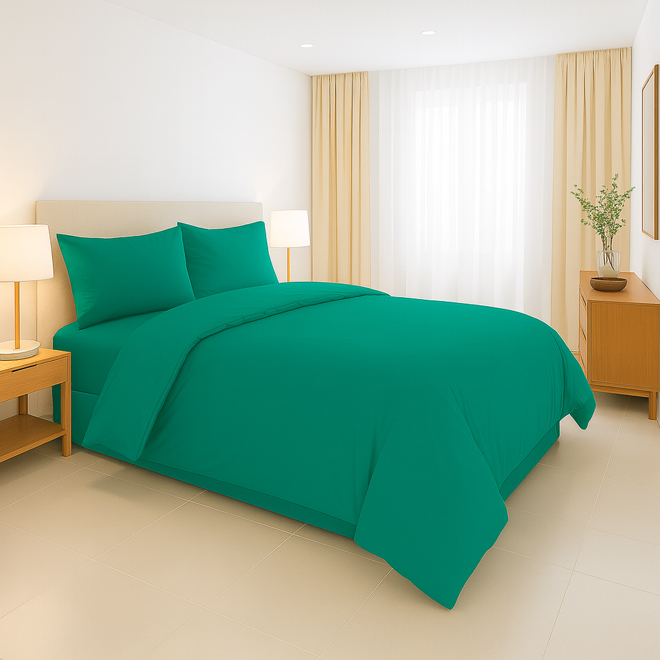 Polycotton Plain Dyed Duvet Cover with Matching Pillowcases Bedding Set All Size