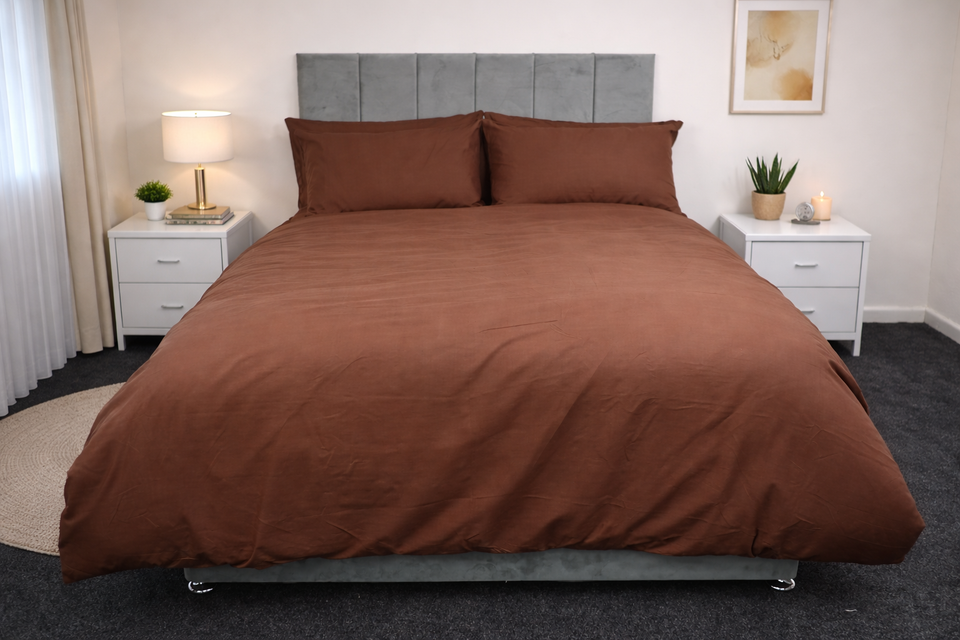 Polycotton Plain Dyed Duvet Cover with Matching Pillowcases Bedding Set All Size