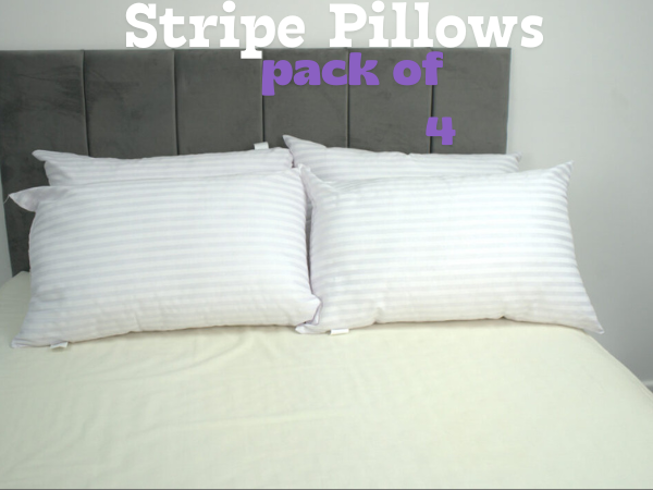 Hotel Quality Hollow Fiber Stripes Pillows - Bounce Back Support, Pack of 2, 4, 6, 8, Soft & Comfortable