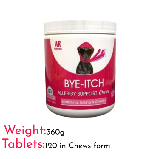 BYE-Itch Immunity Treats For Dogs Soothe Itchy Paws Eyes Ears Skin 360g 120 Chew