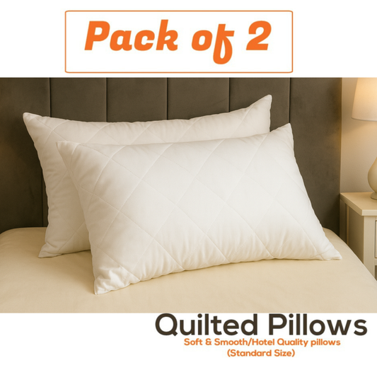 Pack of 2,4 Quilted Pillows Bounce Back Rectangular Shape Extra Fill Pillows 29"x19"