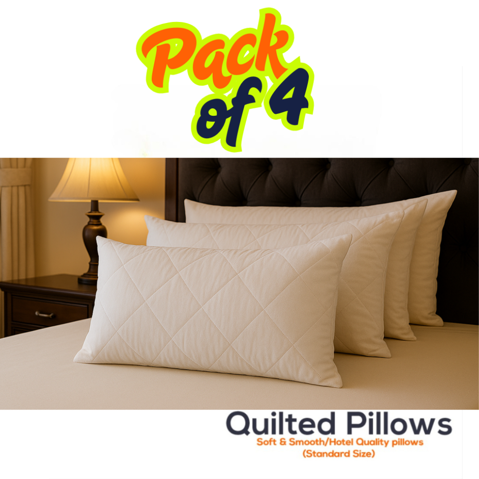 Pack of 2,4 Quilted Pillows Bounce Back Rectangular Shape Extra Fill Pillows 29"x19"