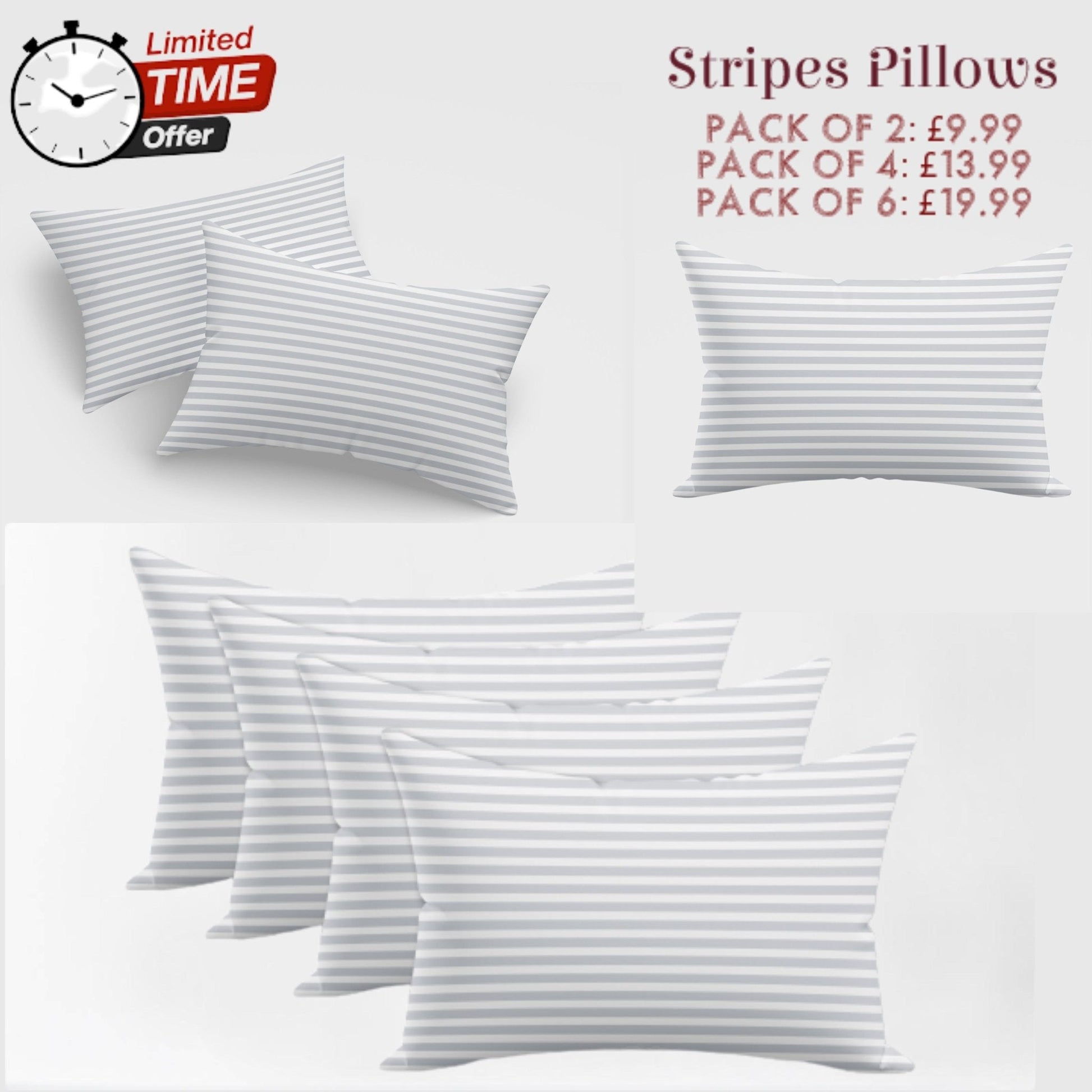 ARLINENS Hollow fiber Stripes Pillows Hotel Quality Bounce Back Pillows Pack of 2,4,6,8 - Arlinens