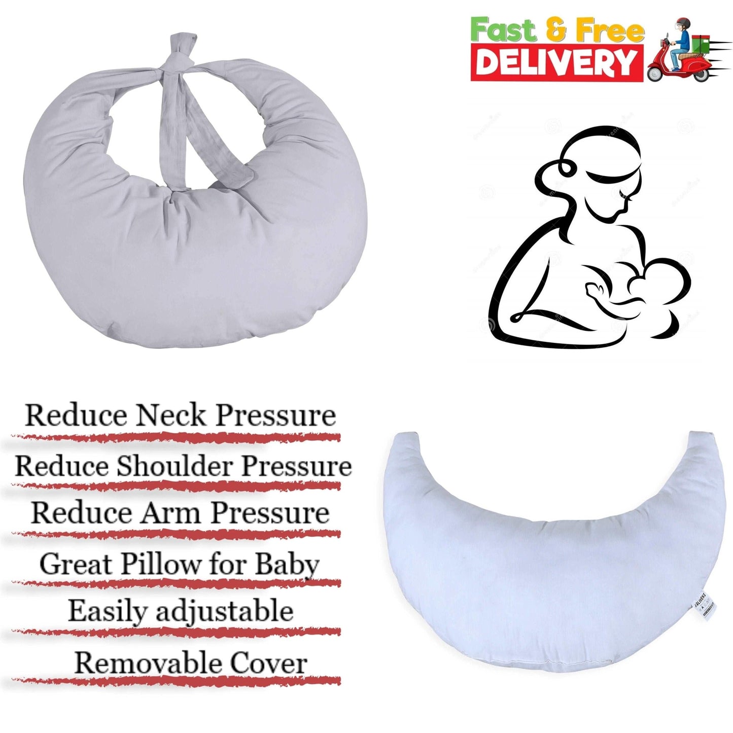 Baby Breast Feeding Pillow T200 Cotton Cover Nursing Maternity Pregnancy Support - Arlinens