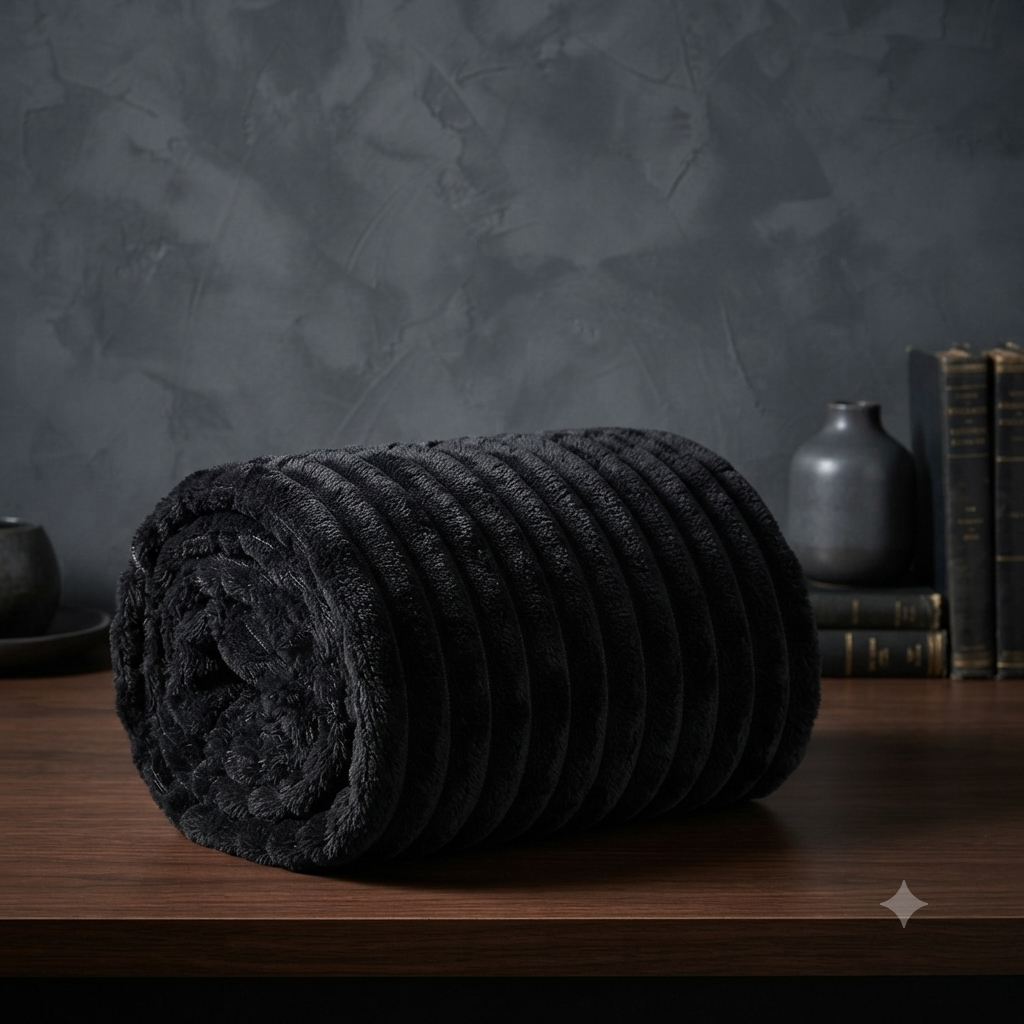 Fluffy Ribbed Fleece Blanket 350GSM Reversible Cosy Bed Throw Multiple Sizes
