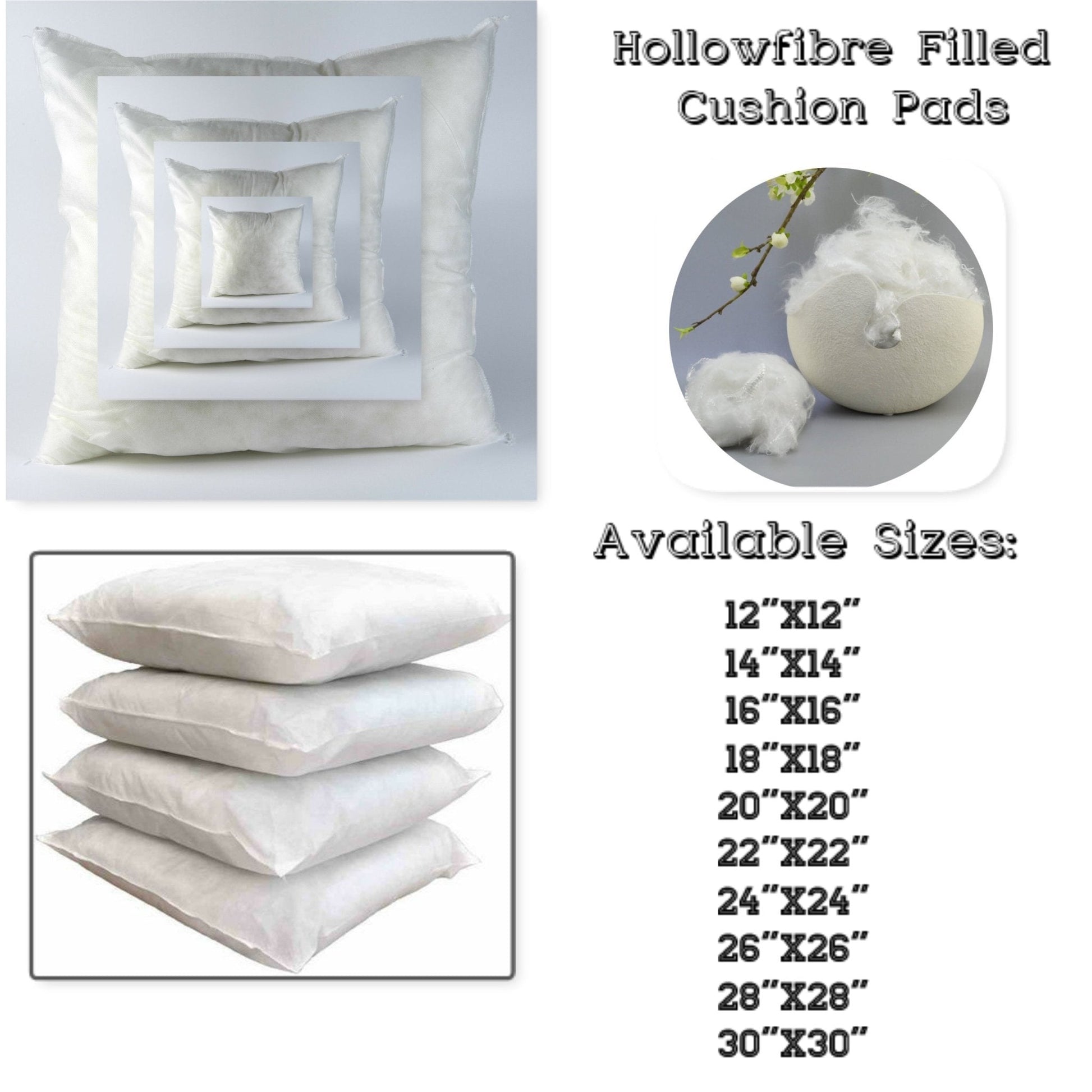 Duck Feather Cushion Pads OR Hollow fiber Cushion Inner Inserts Fillers - Arlinens