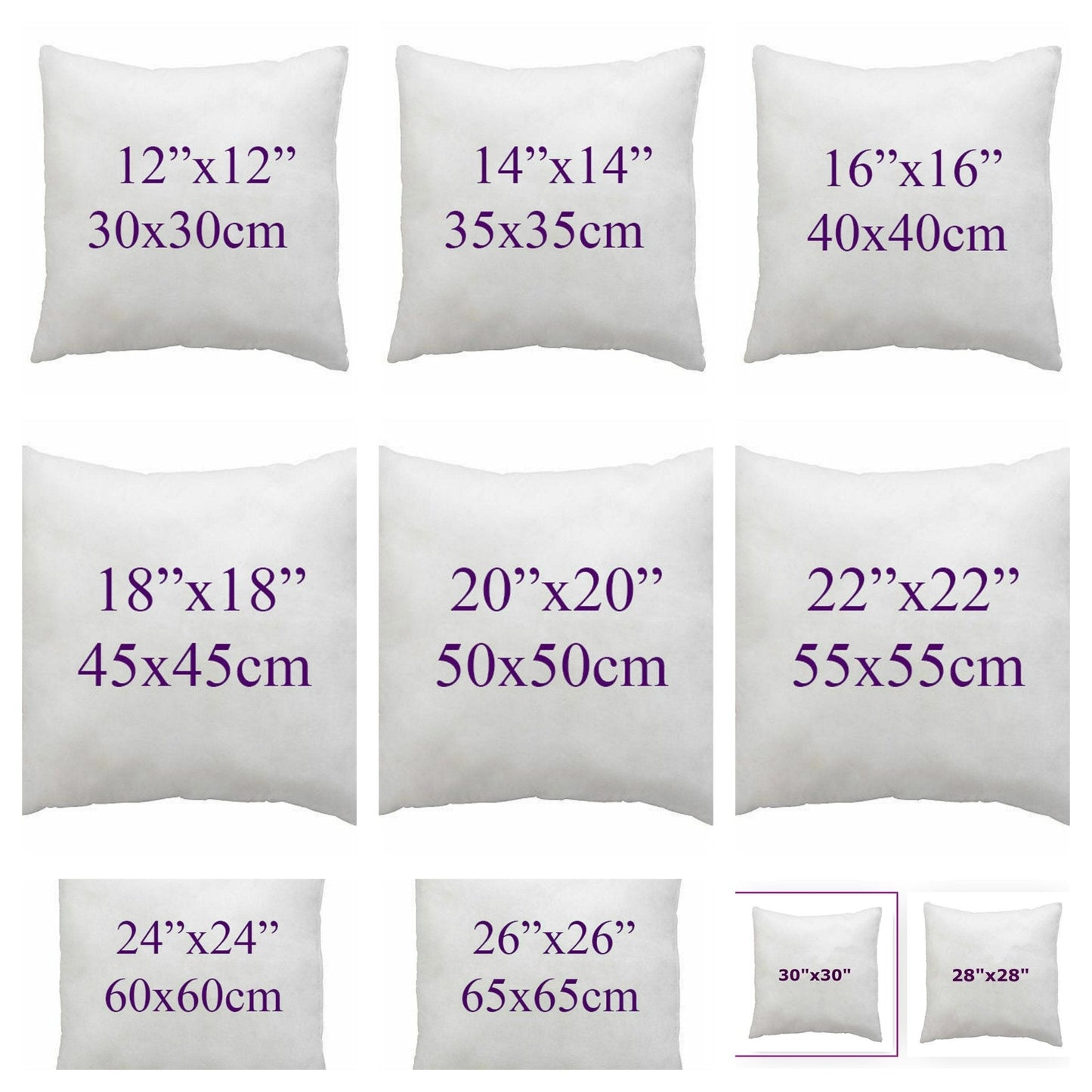 Duck Feather Cushion Pads OR Hollow fiber Cushion Inner Inserts Fillers - Arlinens