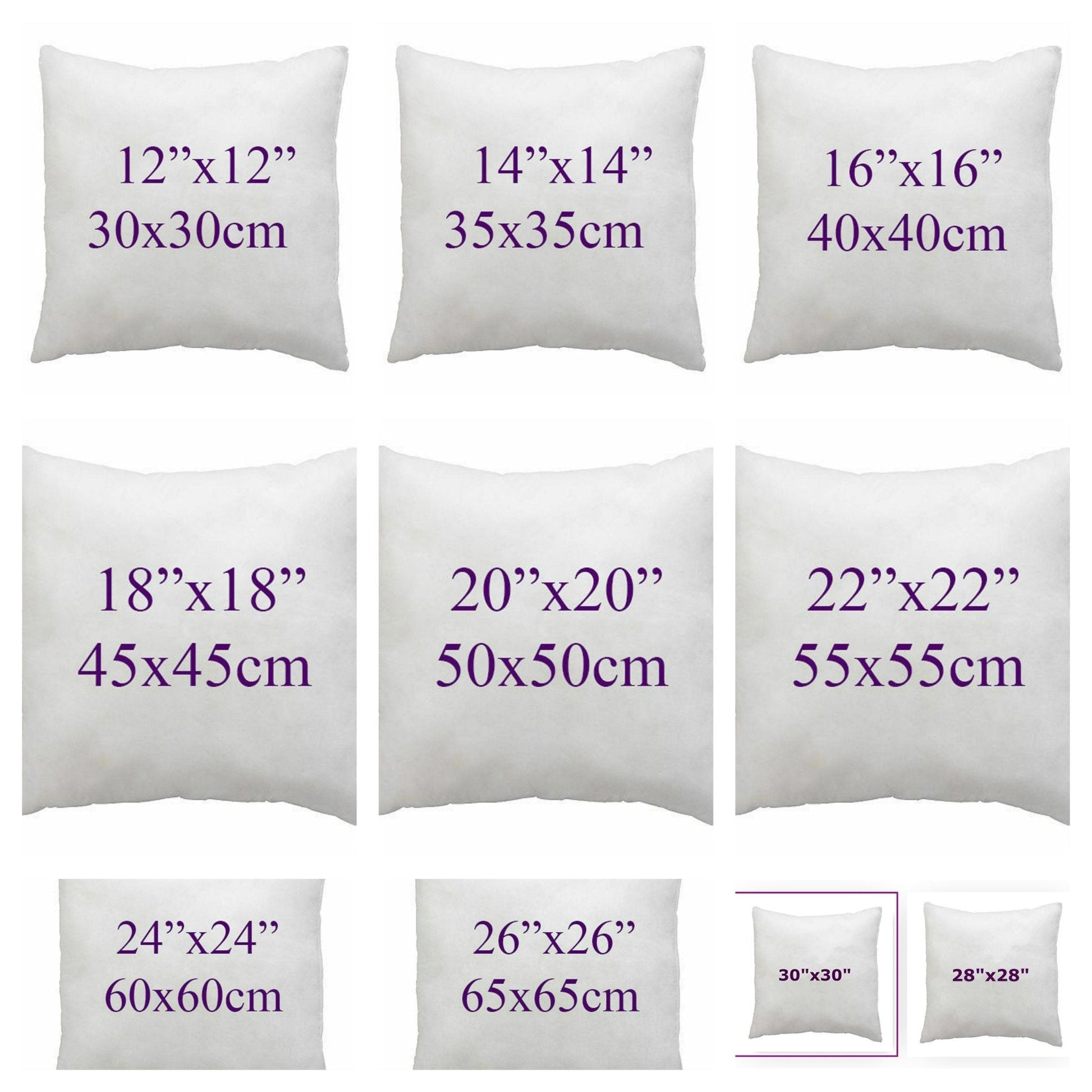 Duck Feather Cushion Pads OR Hollow fiber Cushion Inner Inserts Fillers - Arlinens