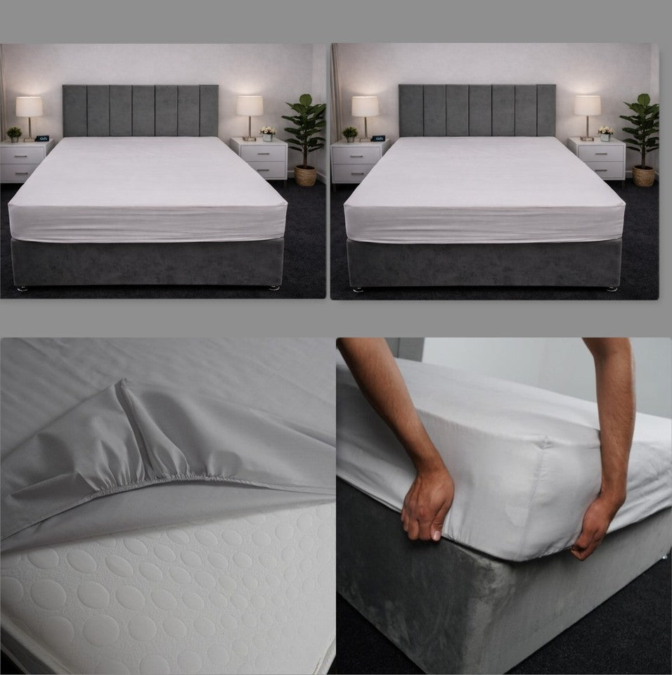 Plain Dyed Polycotton Fitted Sheets Single Double King Super King Pillowcases